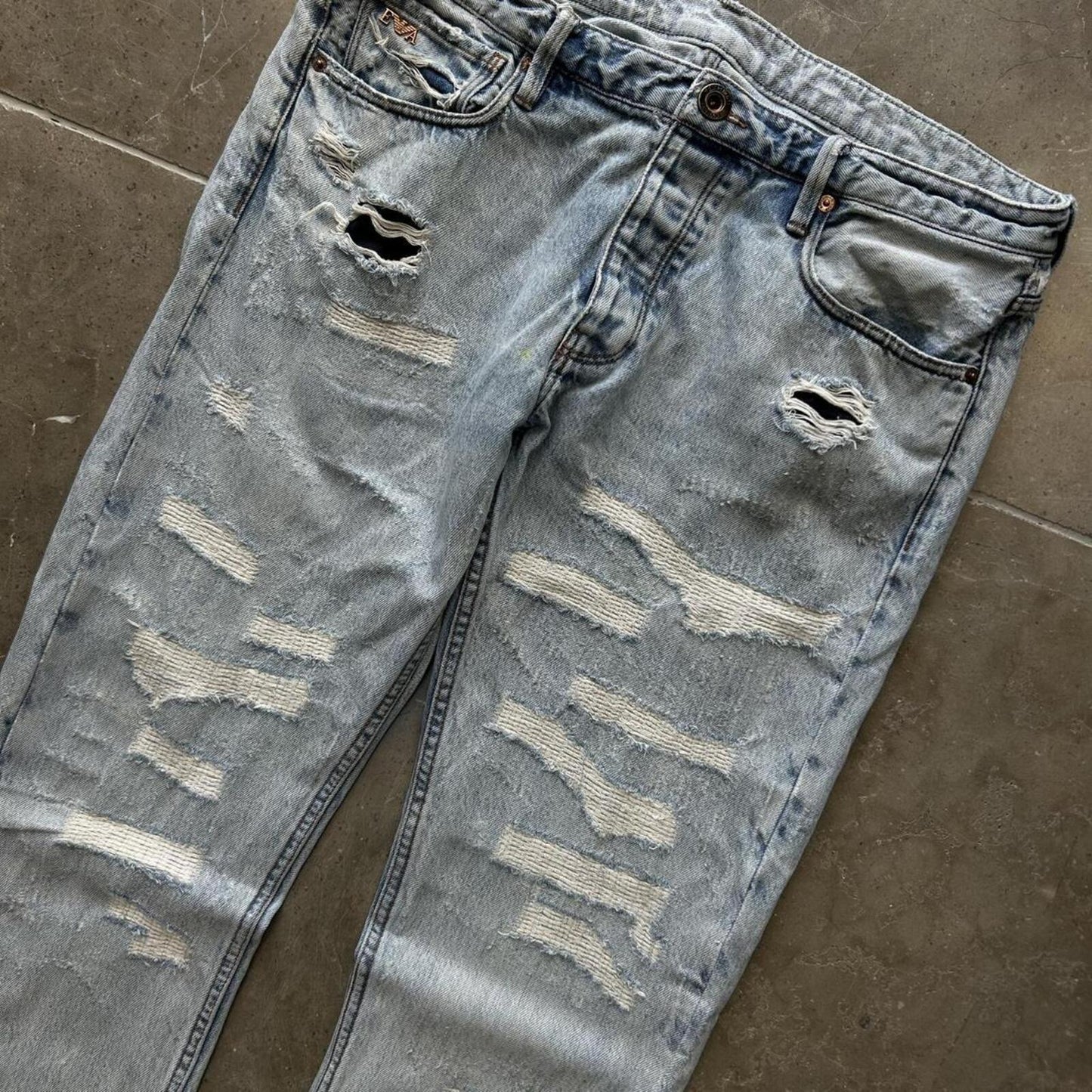 Emporio Armani Jeans Slim Straight Ripped Jeans W34 L32
