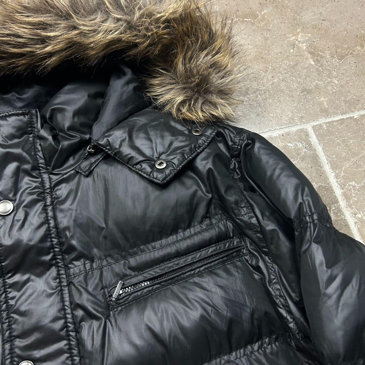 Vintage Japanese Fur Hood Puffer Jacket L