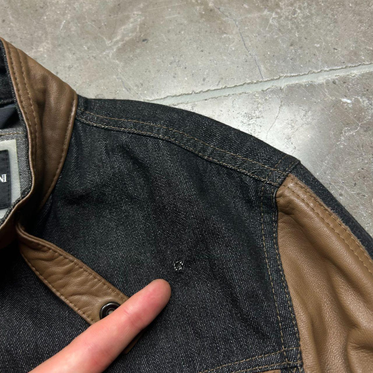 Emporio Armani Hybrid Leather Denim Jacket S