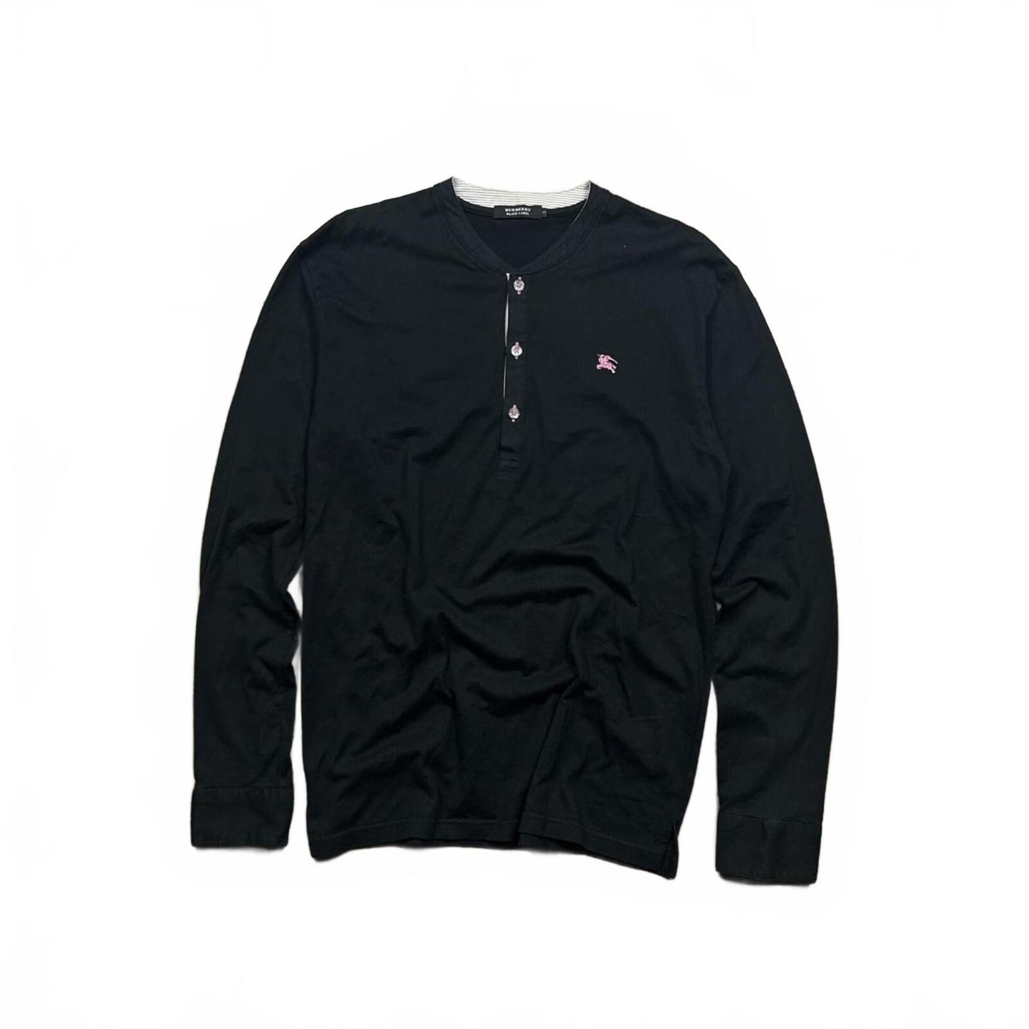 Burberry Black Label Nova Check Ribbed Henley Shirt M