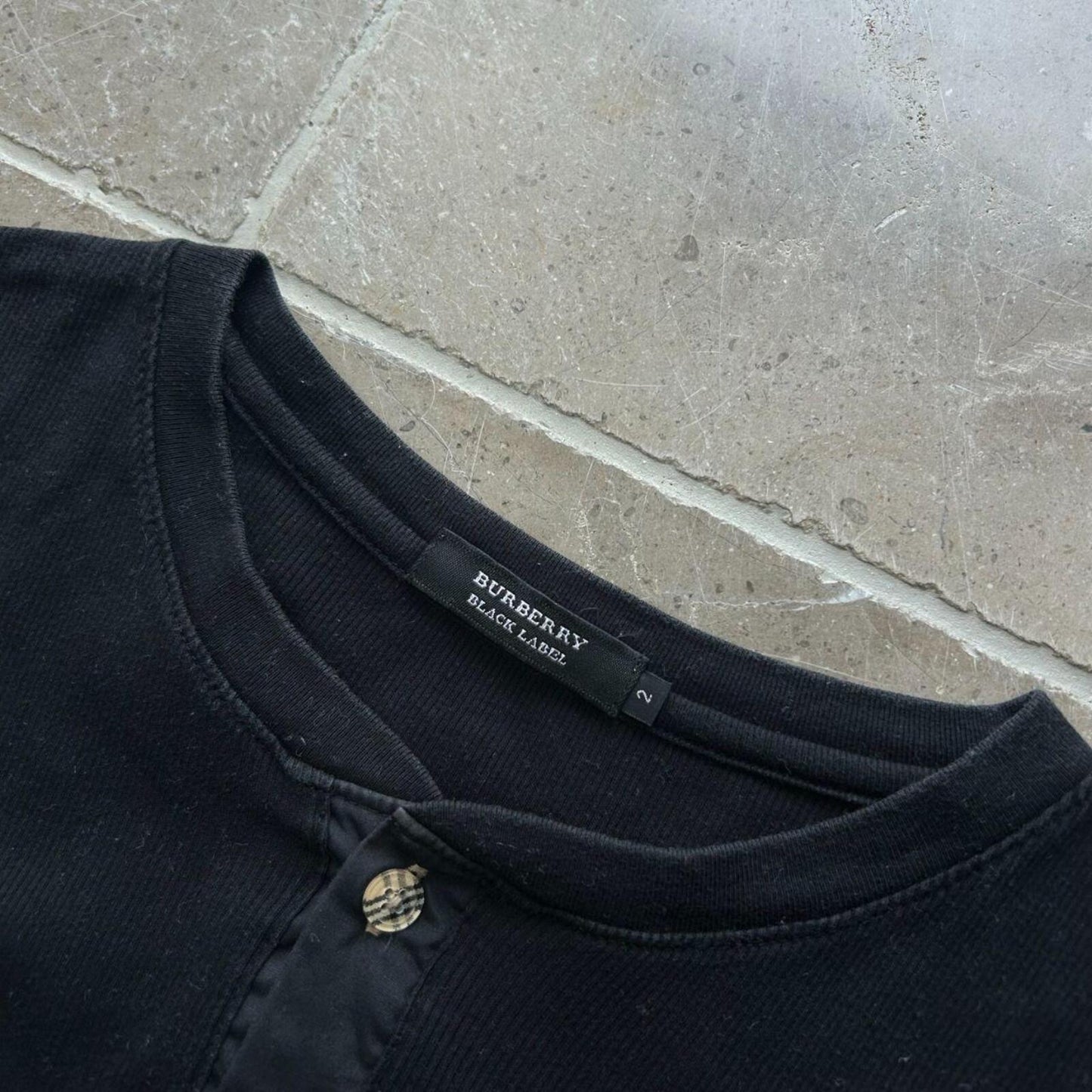 Burberry Black Label Nova Check Ribbed Henley T Shirt S