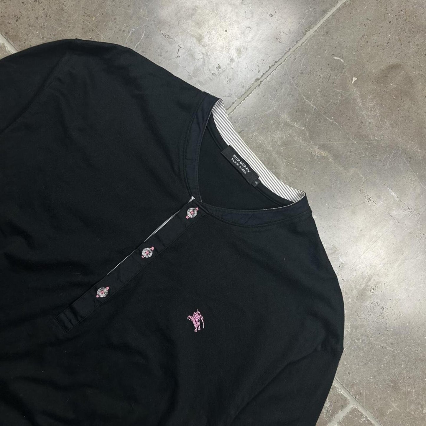 Burberry Black Label Nova Check Ribbed Henley Shirt M