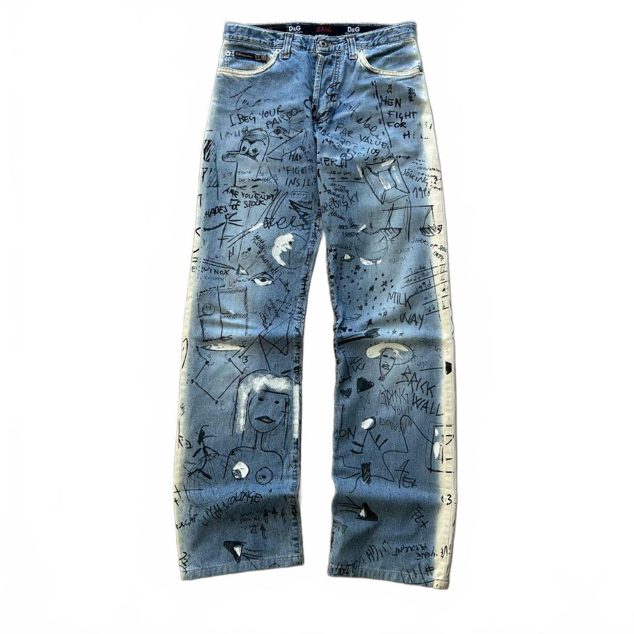 Vintage Dolce & Gabbana Graffiti Scribble Straight Leg Jeans W29 L31