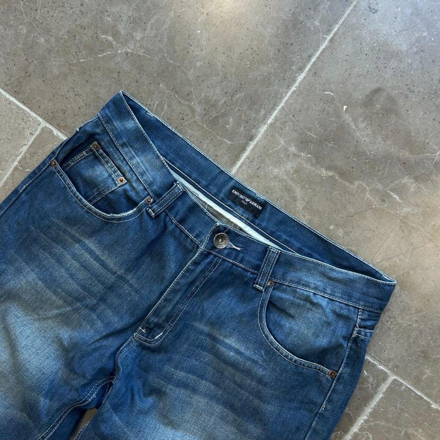 Vintage Armani Jeans Denim Logo Baggy Jorts W34 L15
