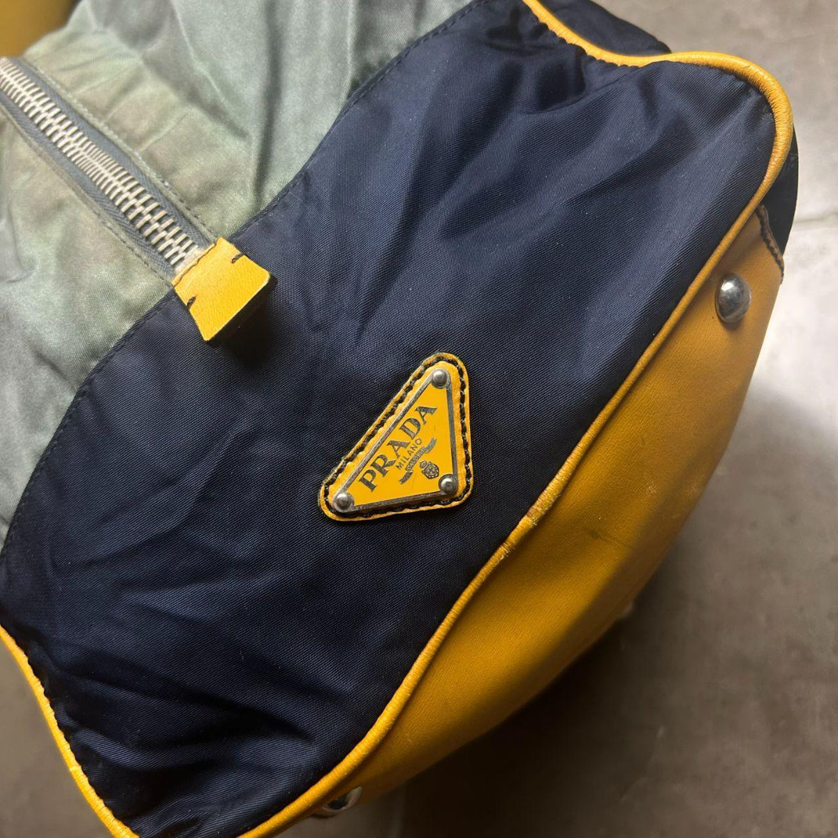 Prada Nylon Two Way Zip Duffle Travel Bag