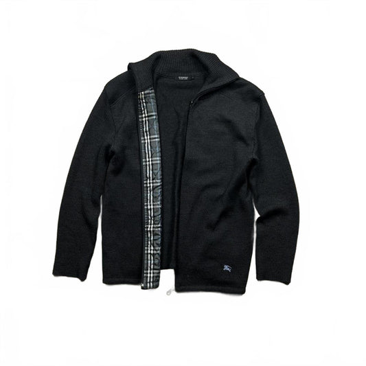 Burberry Black Label Nova Check Knit Zip Up Jumper S