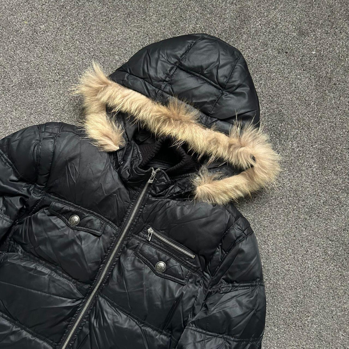 Japanese Fur Hood Puffer Jacket L