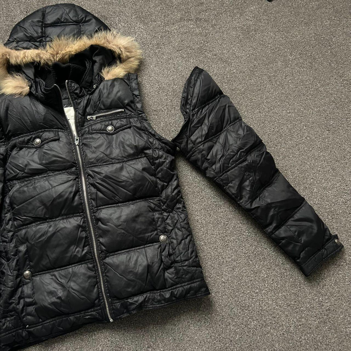 Japanese Fur Hood Puffer Jacket L