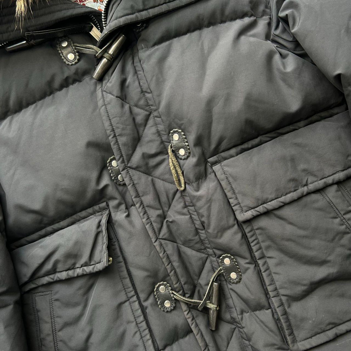 Dsquared2 Racoon Fur Trim Collar Puffer Bomber Jacket Black L