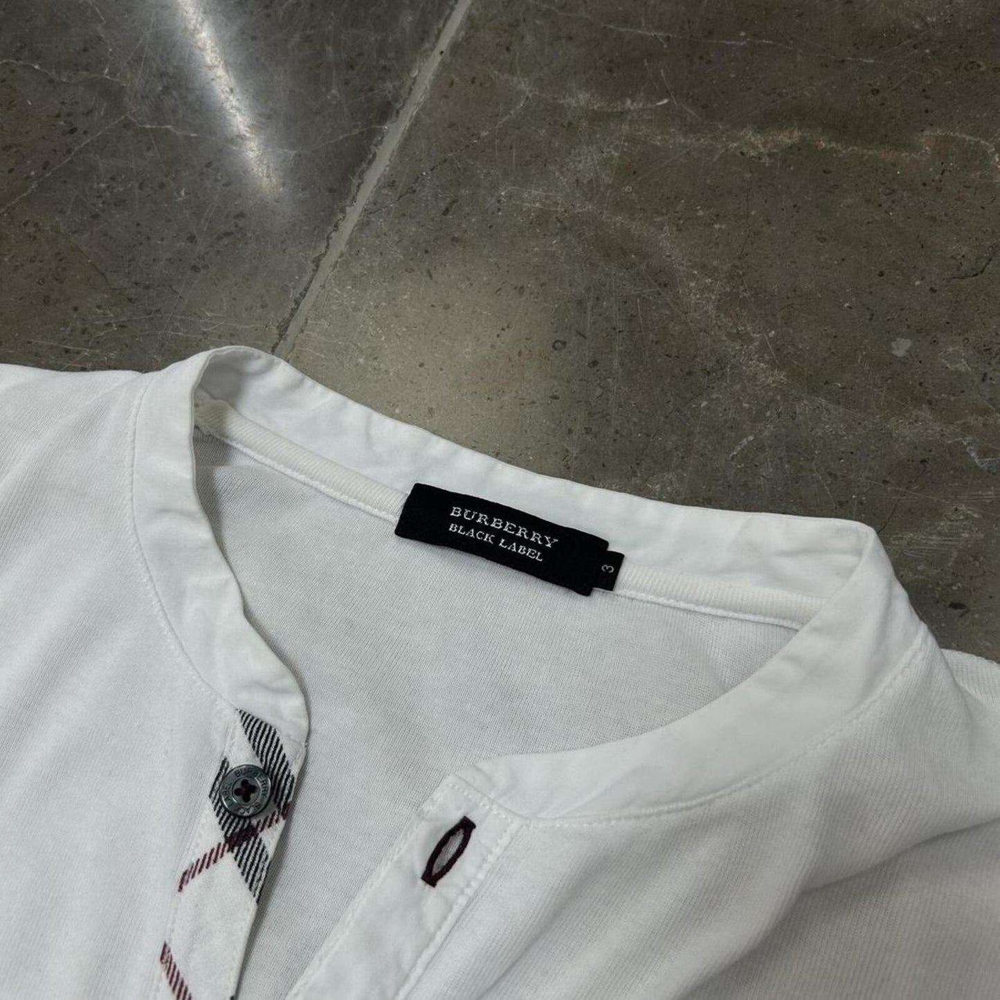 Burberry Black Label Nova Check Ribbed Henley T Shirt M