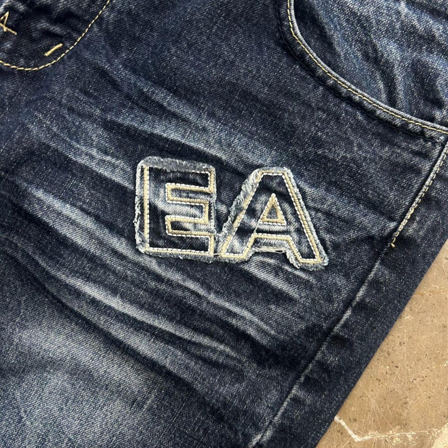 Vintage Emporio Armani Jeans Relaxed Straight Fit Logo Jeans W33 L29