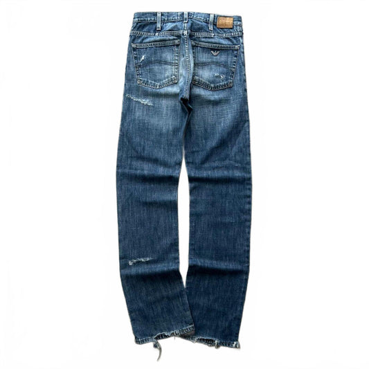 Vintage Armani Jeans Ripped Straight Denim Jeans W29 34
