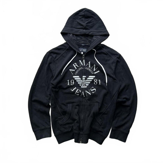 Vintage Armani Jeans Zip Up Hoodie Size L