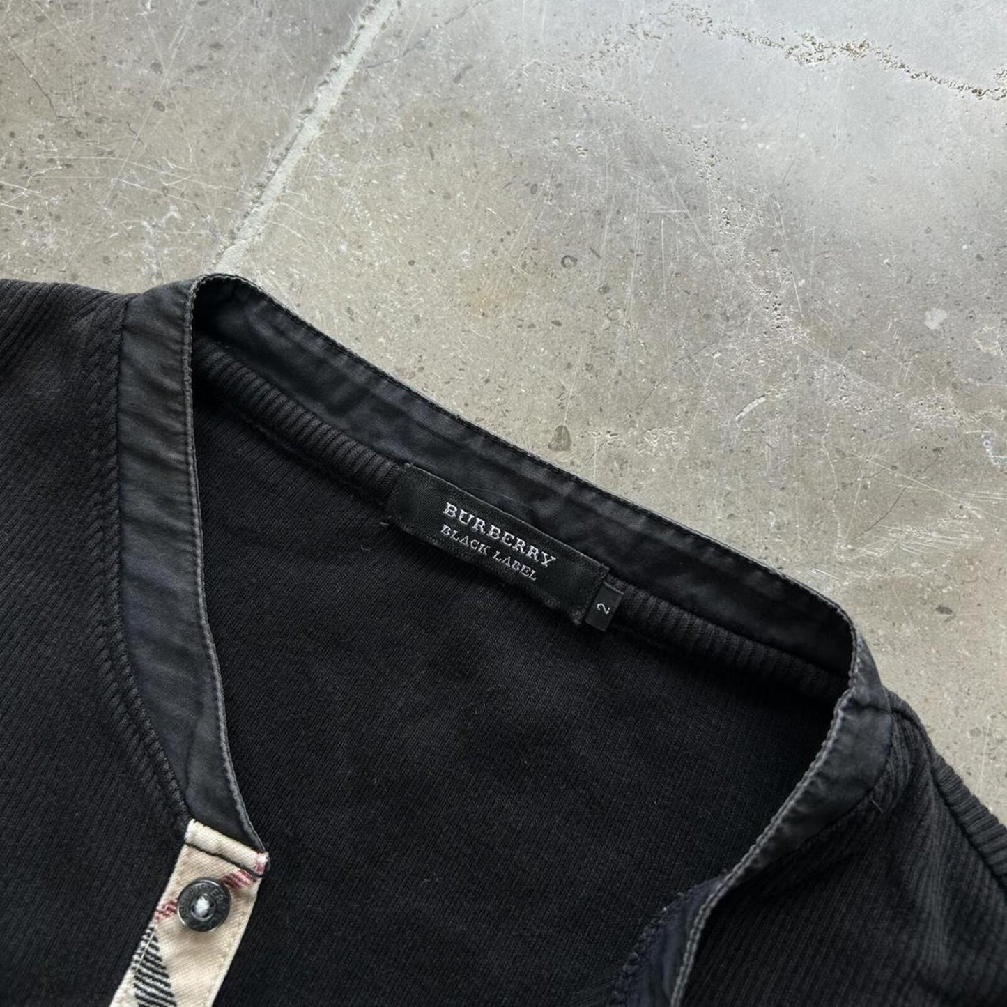 Burberry Black Label Nova Check Ribbed Henley T Shirt S