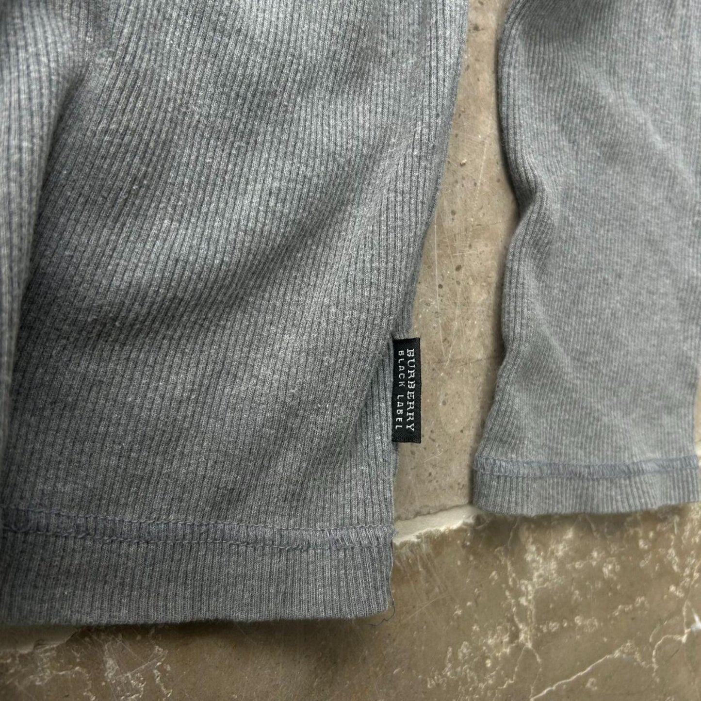 Burberry Black Label Long Sleeve Ribbed Henley T Shirt S