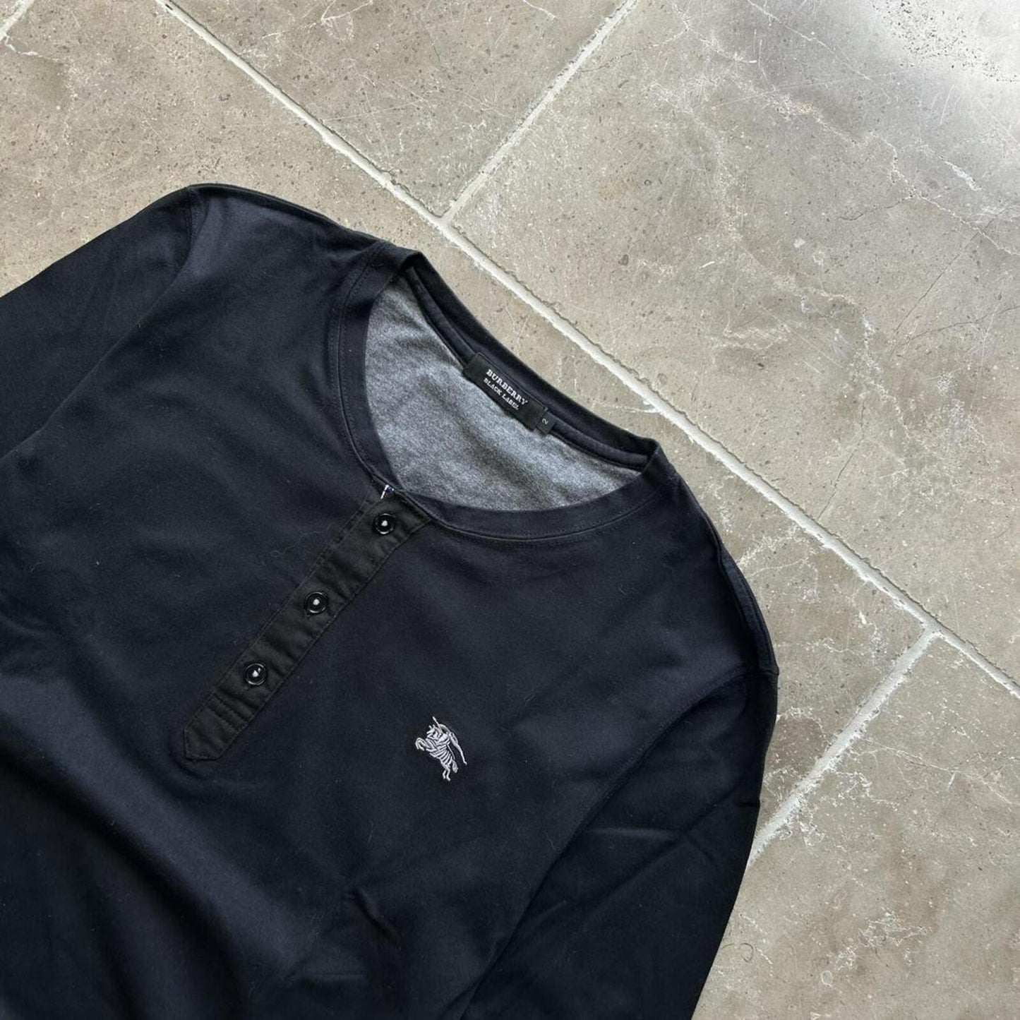 Burberry Black Label Nova Check Cotton Henley T Shirt S