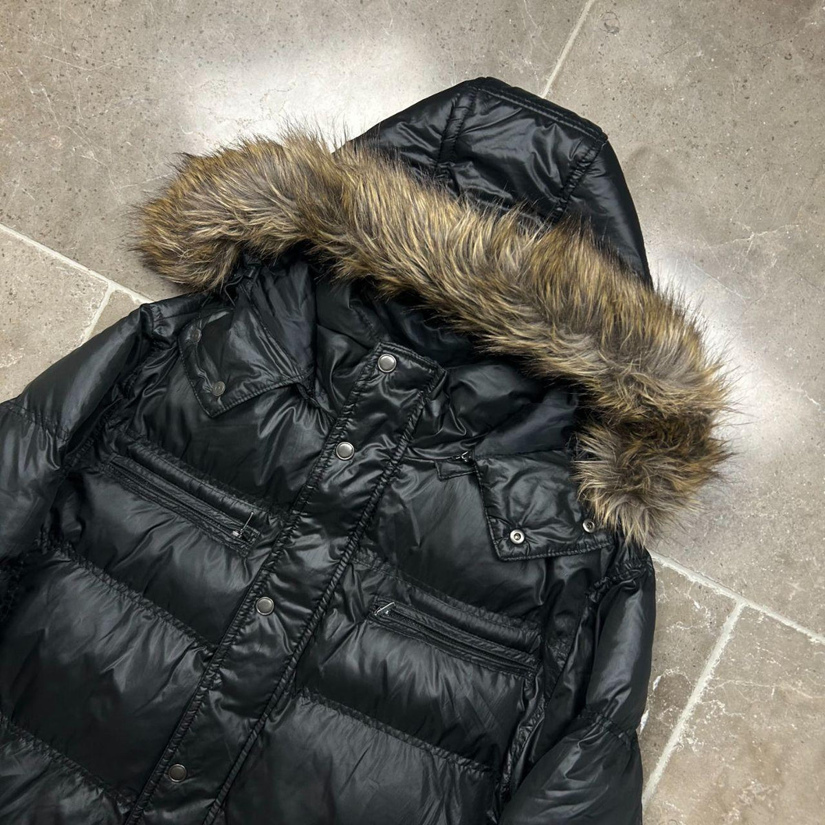 Vintage Japanese Fur Hood Puffer Jacket L