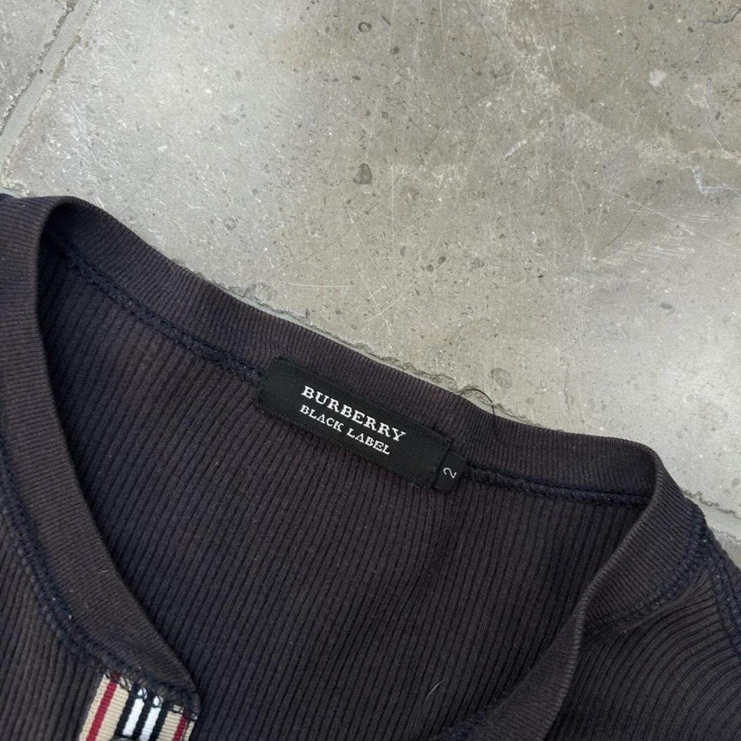 Burberry Black Label Long Sleeve Ribbed Henley T Shirt S