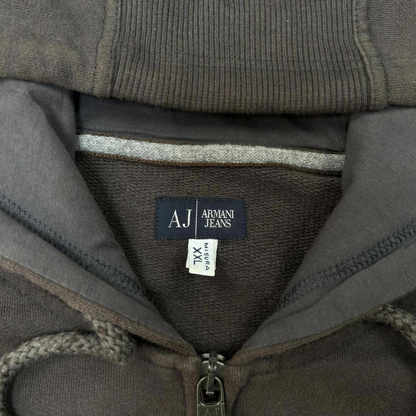 Vintage Armani Jeans Zip Up Hoodie Size XL