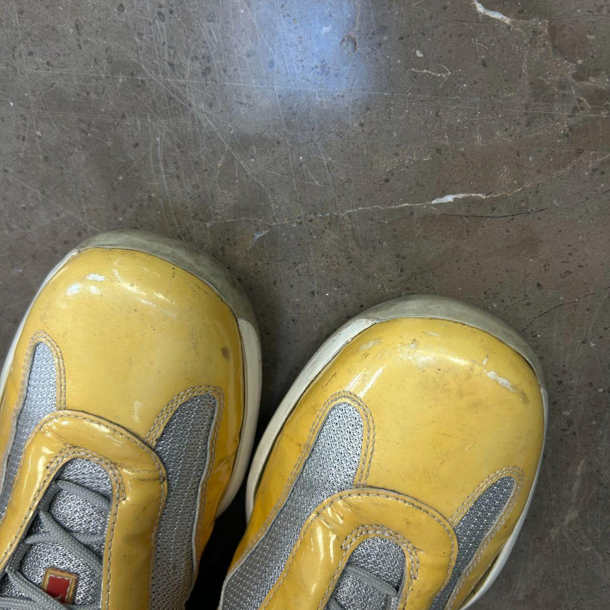 Mens Prada America Cups Patent Yellow Size UK 7