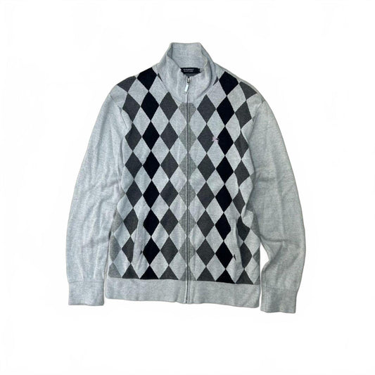 Burberry Black Label Diamond Knit Zip Up Jumper S