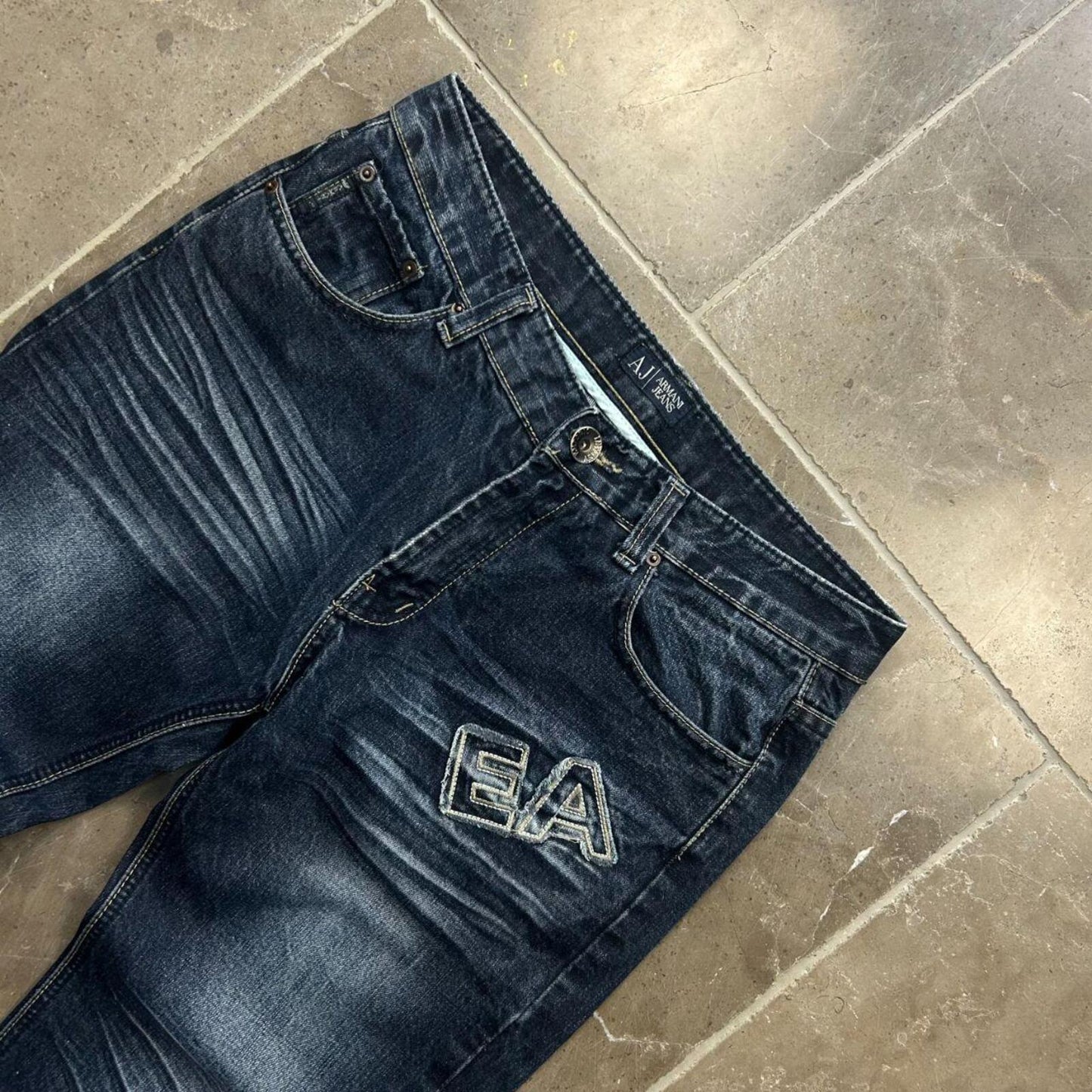 Vintage Emporio Armani Jeans Relaxed Straight Fit Logo Jeans W33 L29