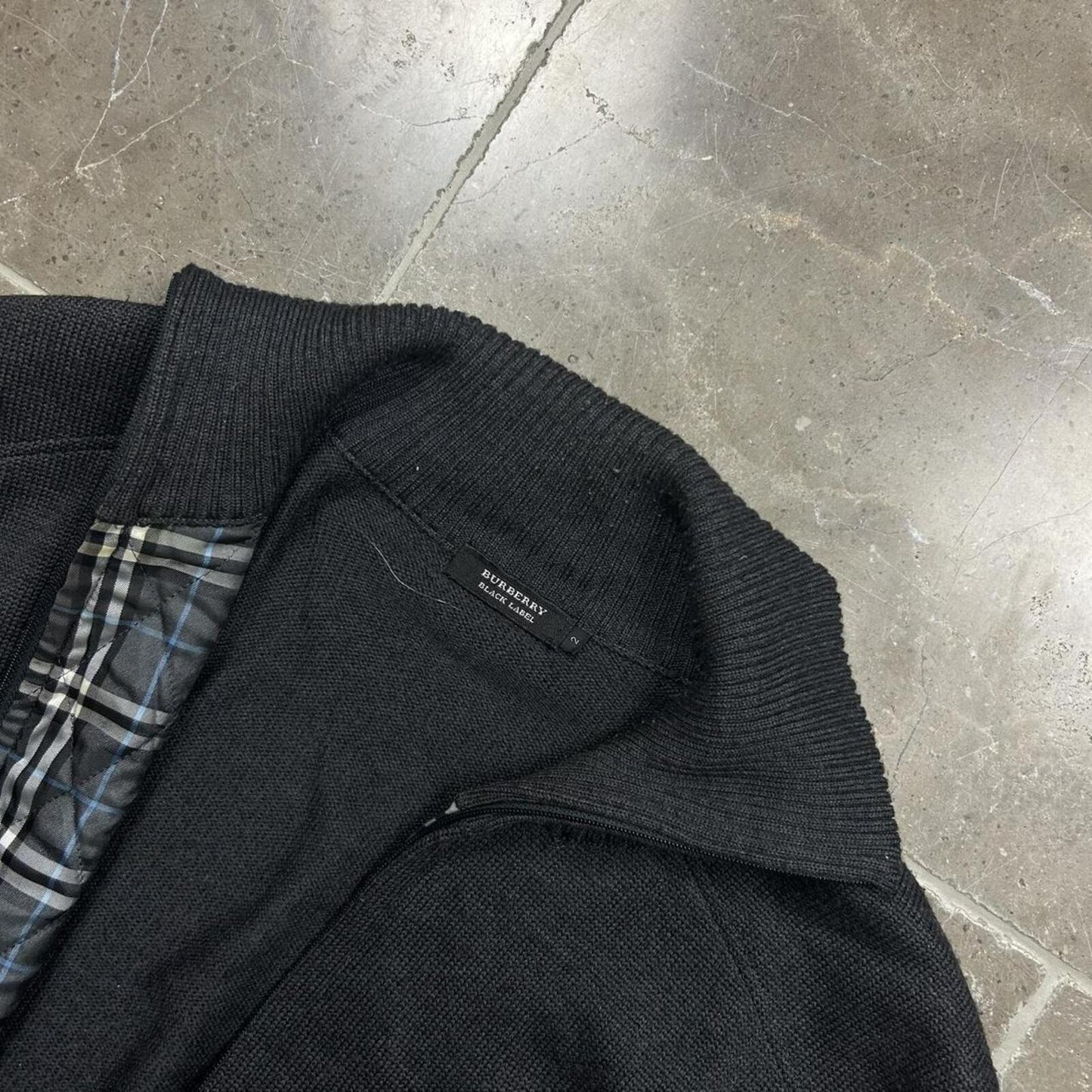 Burberry Black Label Nova Check Knit Zip Up Jumper S