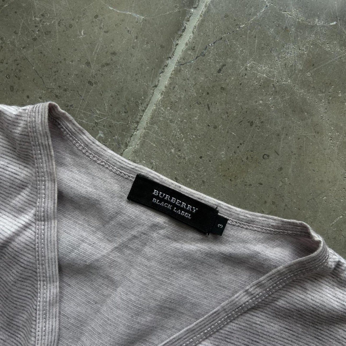 Burberry Black Label Striped Henley T Shirt M