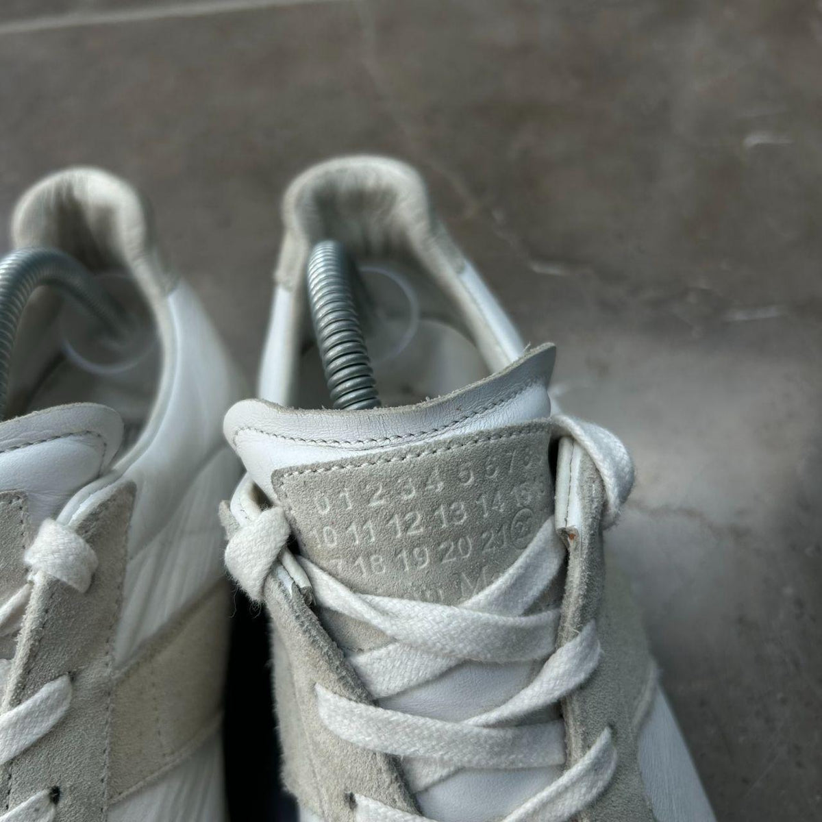 Maison Margiela Gat Low Top Trainers White Grey UK 9