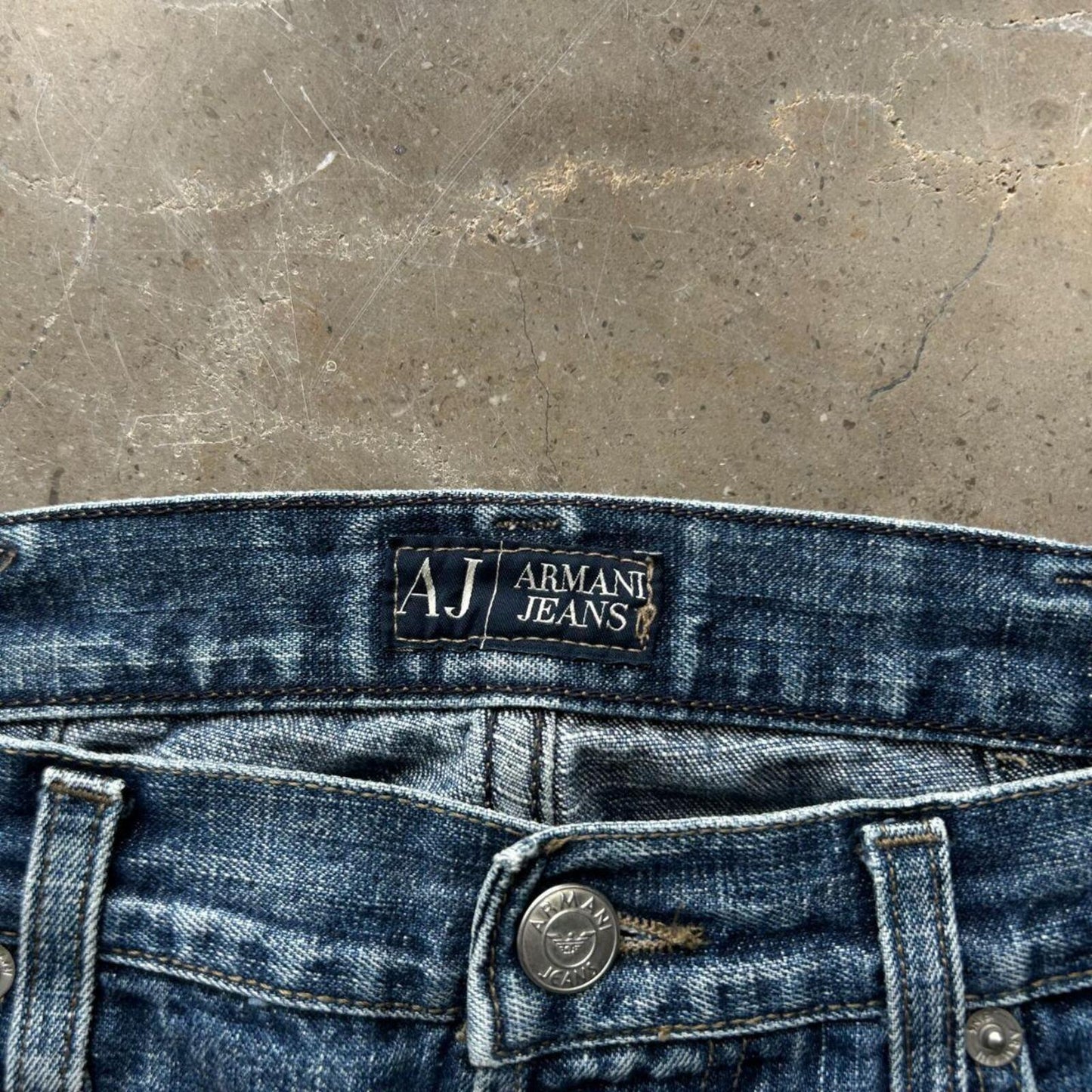Vintage Armani Jeans Ripped Straight Denim Jeans W29 34
