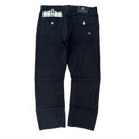 Vintage Burberry Black Label Shadow Check Jeans W32 L28