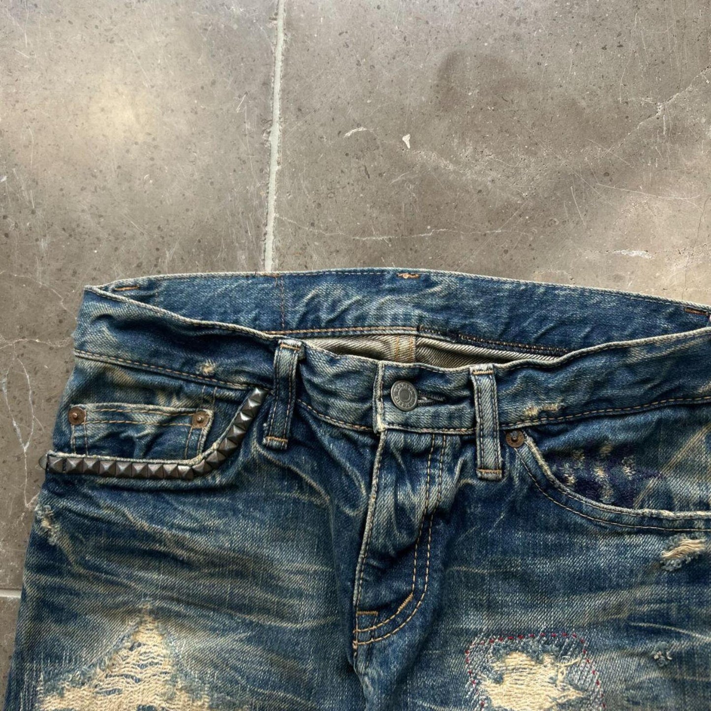 Hysteric Glamour Slim Studded Denim Ripped Jeans W26 L32