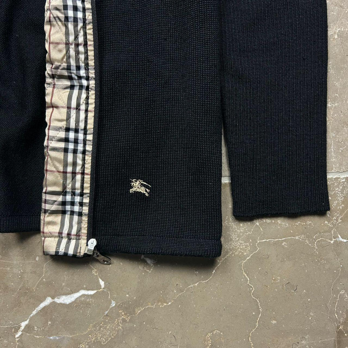 Burberry Black Label Nova Check Knit Zip Up Jumper M