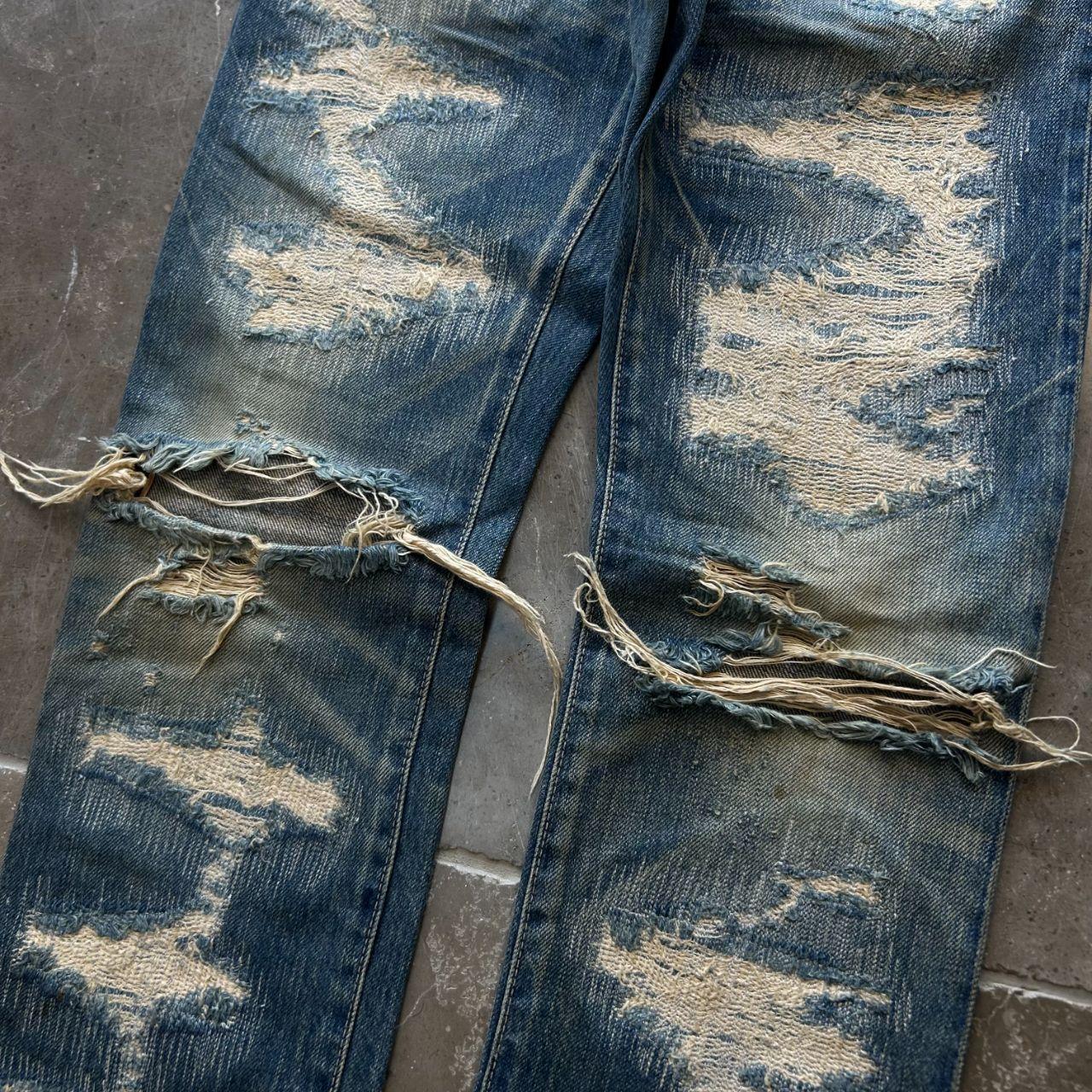 Hysteric Glamour Slim Studded Boro Denim Ripped Jeans W26 L32