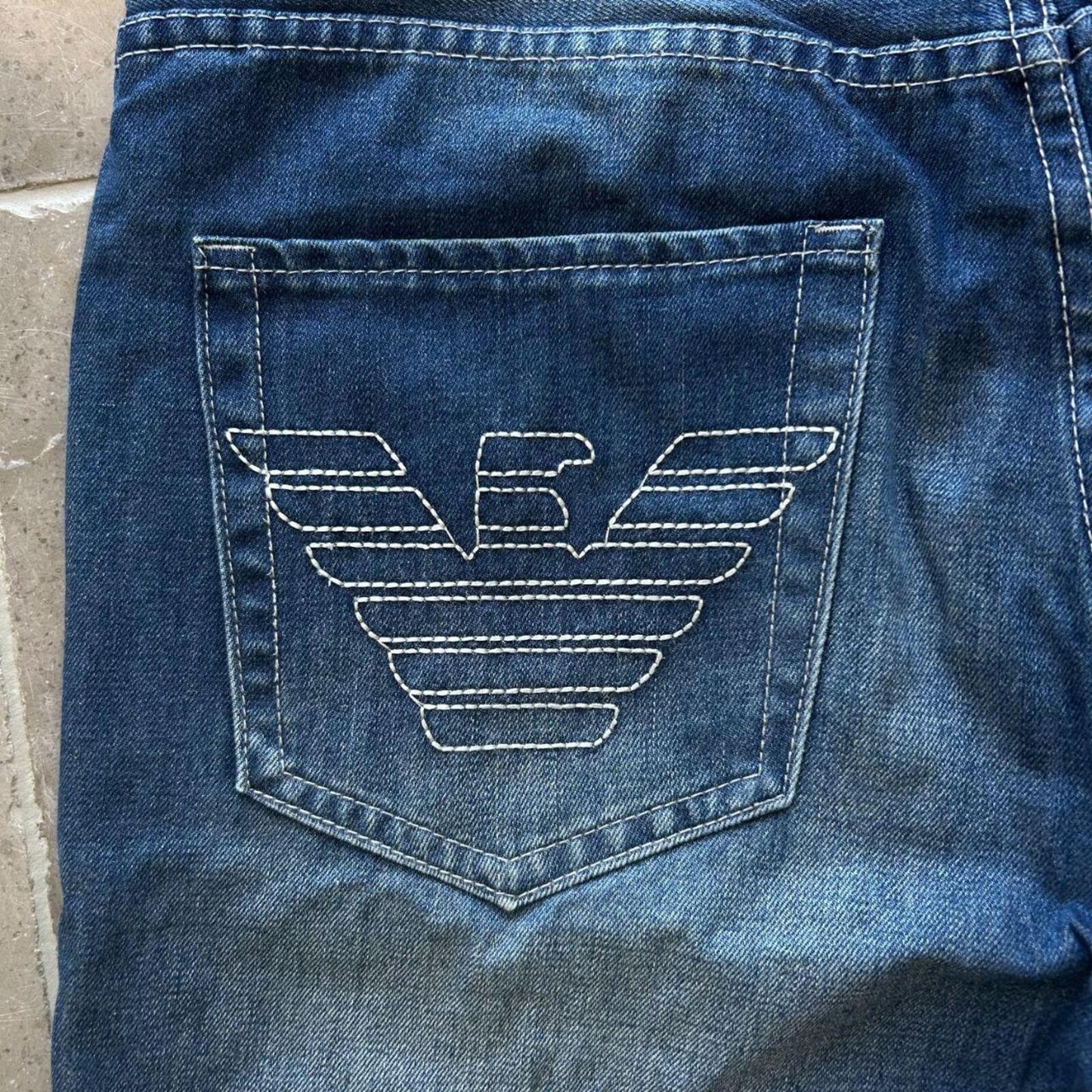 Vintage Armani Jeans Denim Logo Baggy Jorts W34 L15
