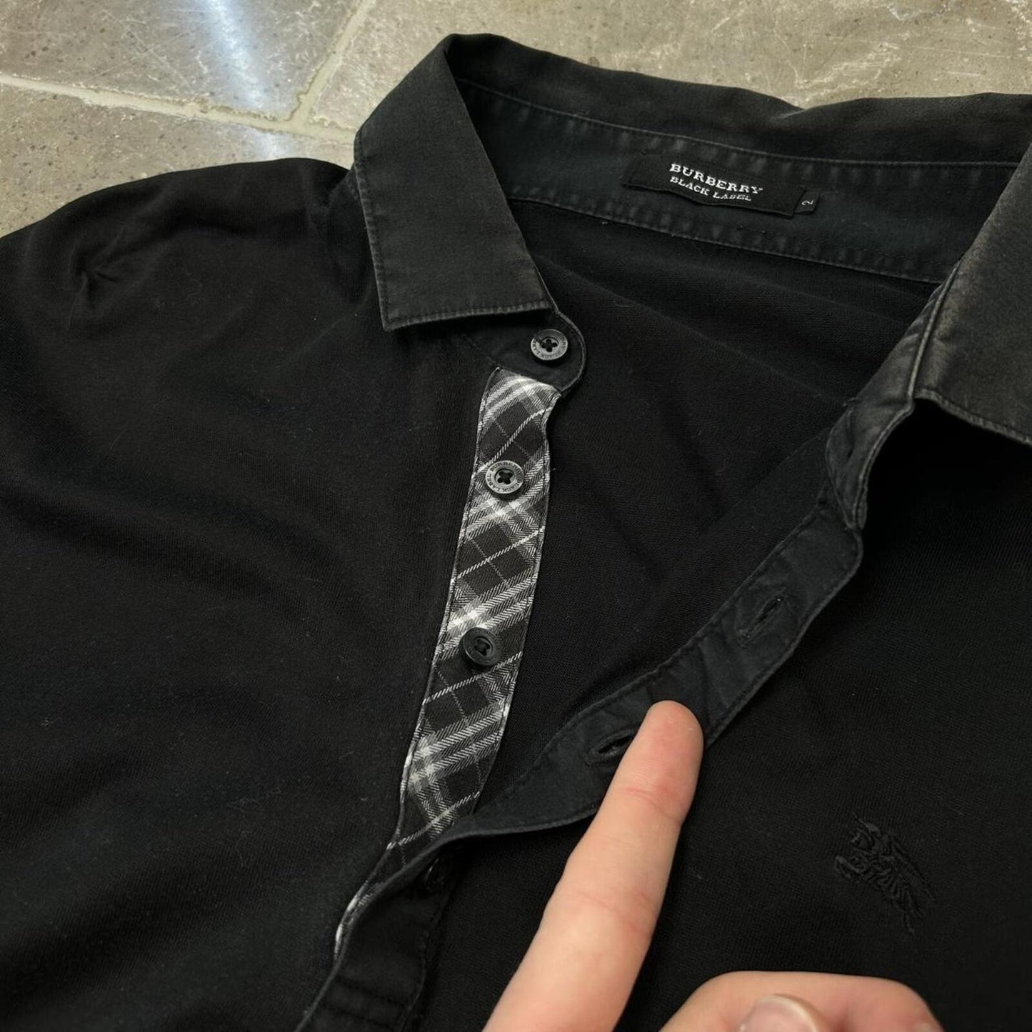 Burberry Black Label Nova Check Long Sleeve Polo S