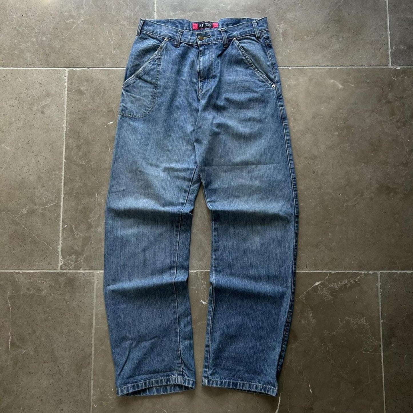 Vintage Armani Jeans Relaxed Straight Buckle Back Jeans W30 L33