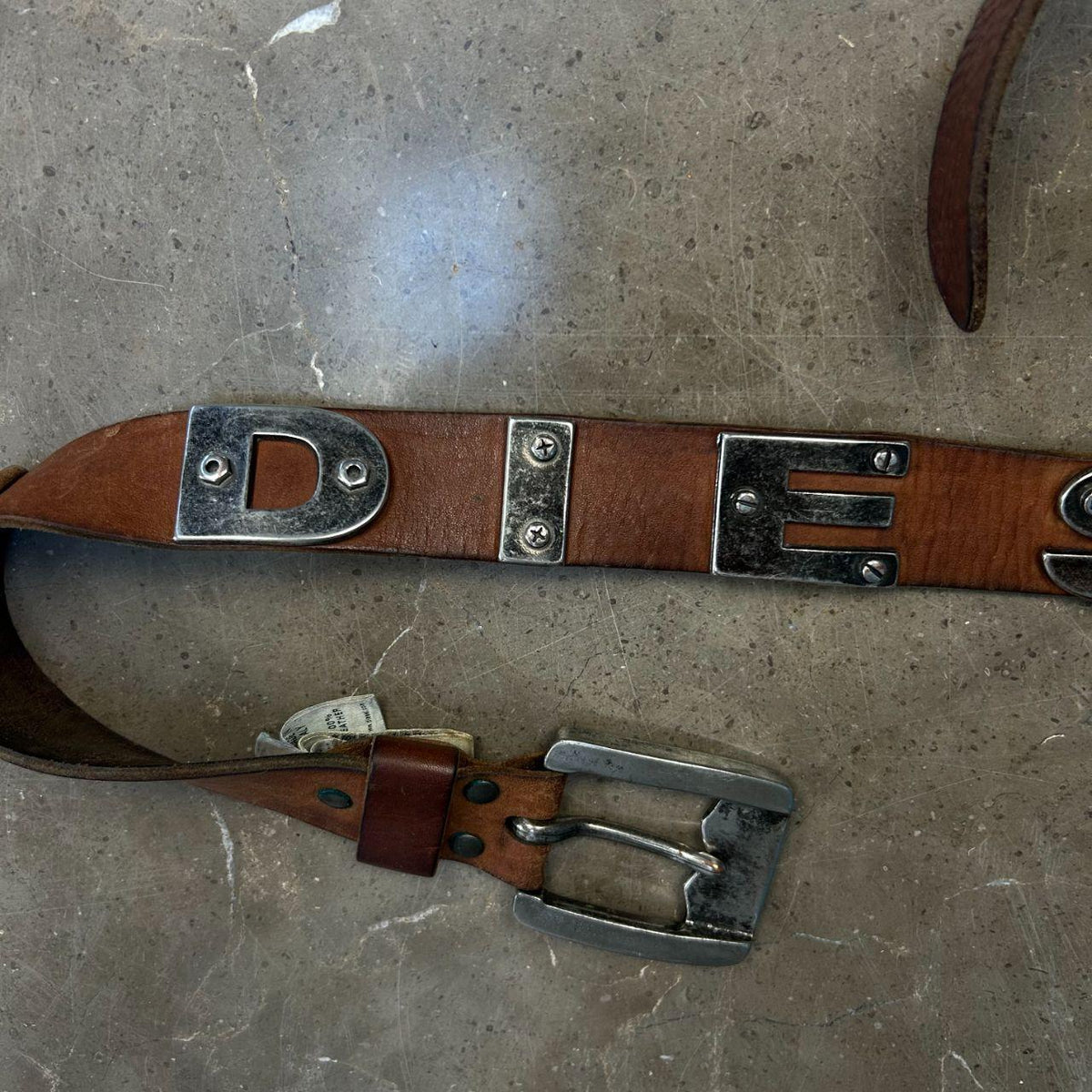 Vintage Diesel Studded Leather Logo Belt 115cm / 45’