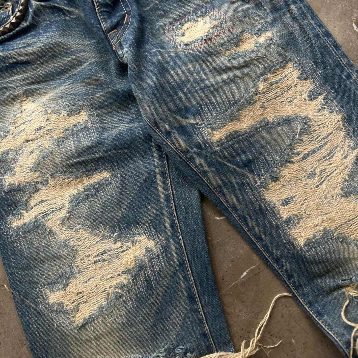 Hysteric Glamour Slim Studded Denim Ripped Jeans W26 L32