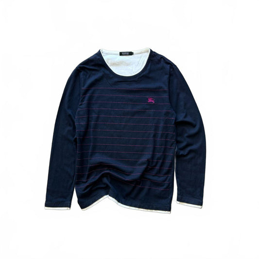 Burberry Black Label Striped Long Sleeve T Shirt S