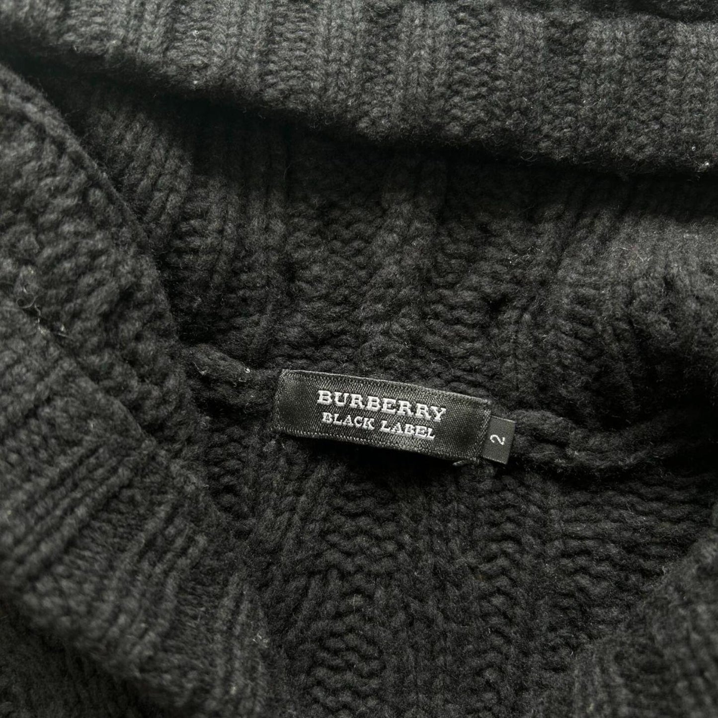 Burberry Black Label Heavy Wool Cable Knit Duffle Jacket Hoodie S