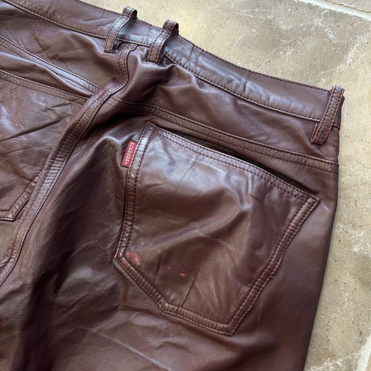 Vintage Burberry Black Label Straight Leg Leather Trousers Jeans W29 L39
