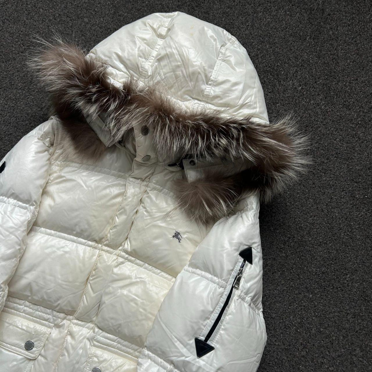 Vintage Burberry Black Label 2009 Fur Hood Puffer Jacket S