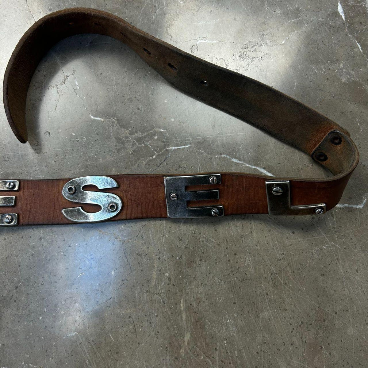Vintage Diesel Studded Leather Logo Belt 115cm / 45’