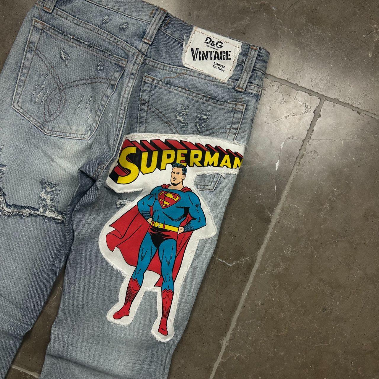 Dolce & Gabbana SS2005 Denim Distressed Superman Jeans W29 L35