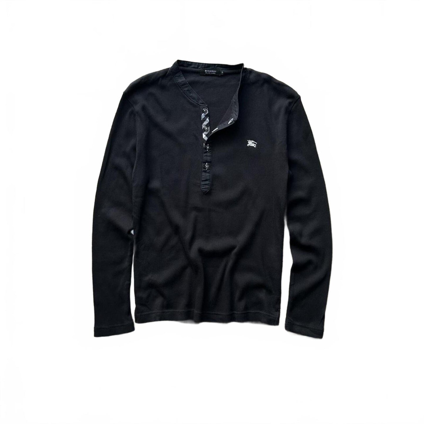 Burberry Black Label Nova Check Ribbed Henley T Shirt S