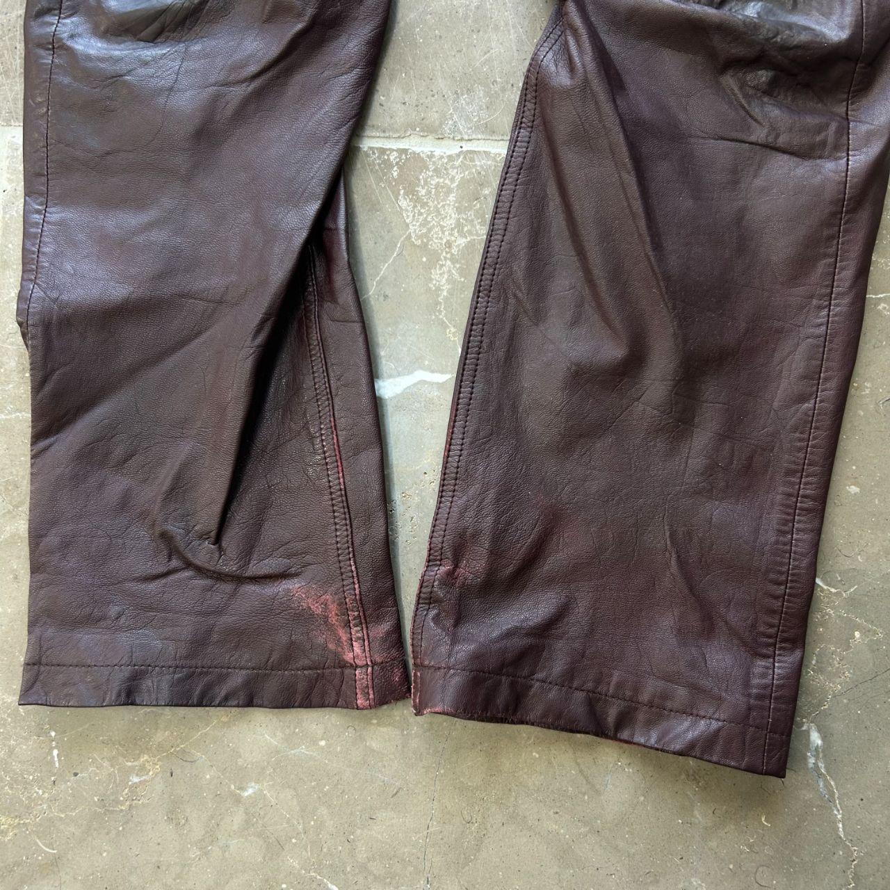 Vintage Burberry Black Label Straight Leg Leather Trousers Jeans W29 L39