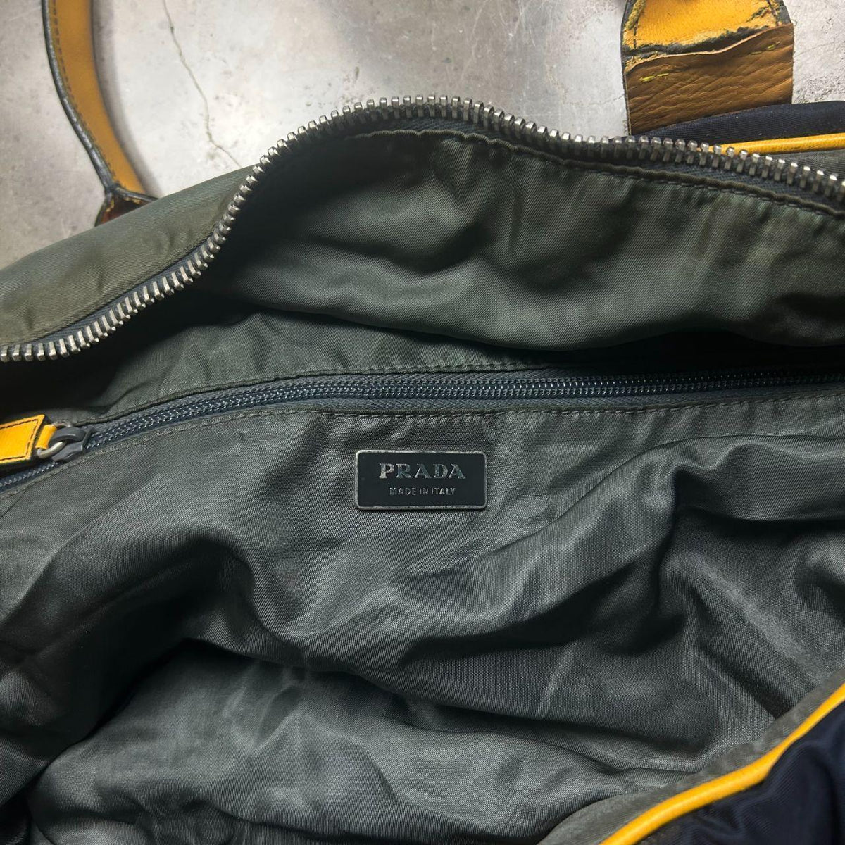 Prada Nylon Two Way Zip Duffle Travel Bag