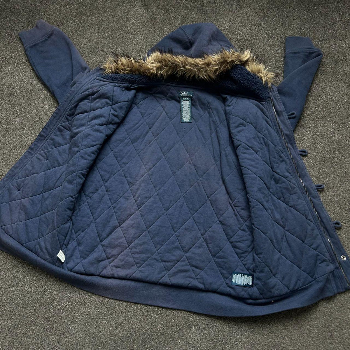 Vintage Polo Ralph Lauren Fur Hood Bomber Jacket