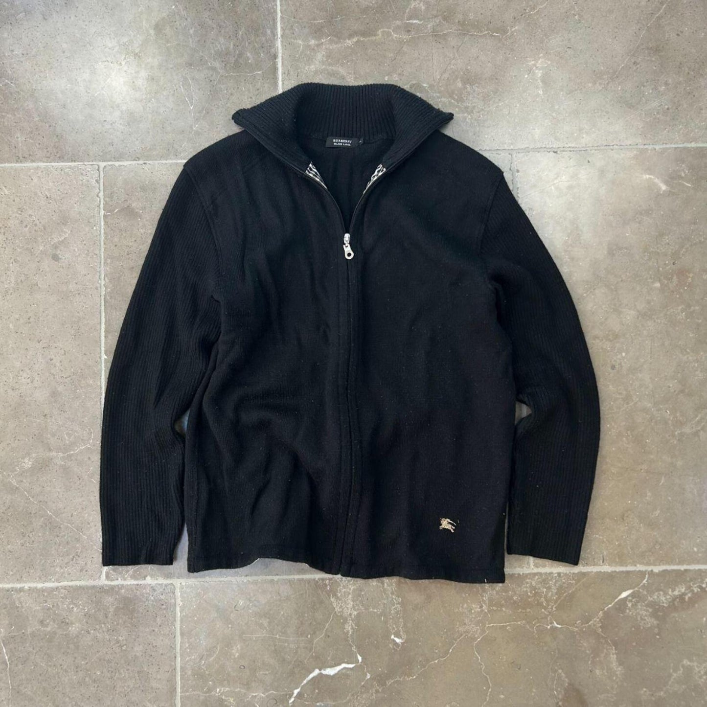 Burberry Black Label Nova Check Knit Zip Up Jumper M